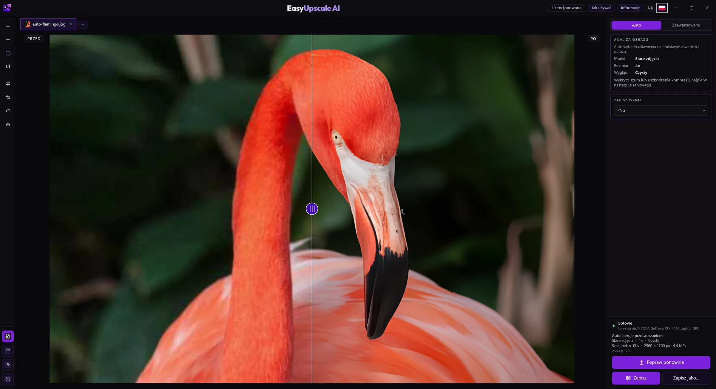 Okno EasyUpscale AI